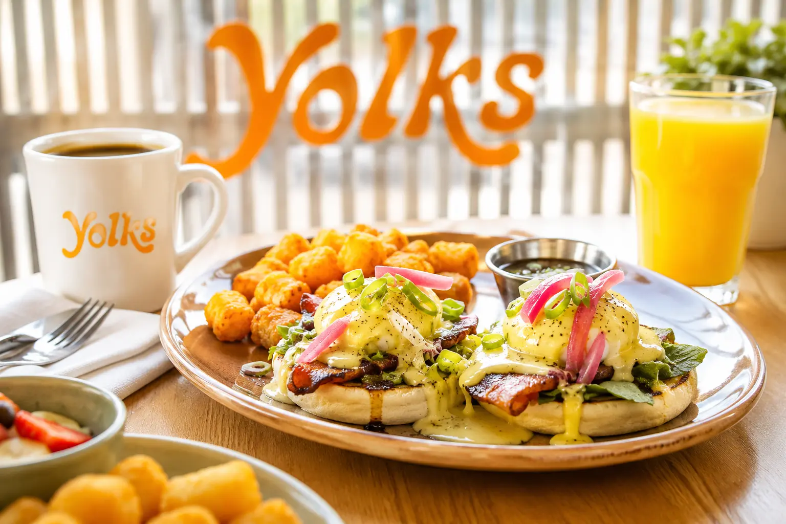 Breakfast franchise concept showcasing signature brunch dishes